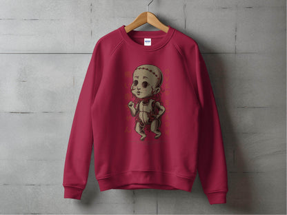 Scary Doll with Japanese Text Design Trendy Over Scary Sweater - Design & Vybe