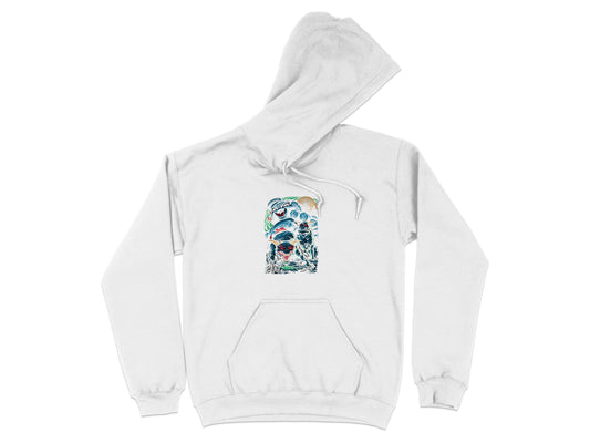 Colorful Abstract Dog Print on White Hoodie product