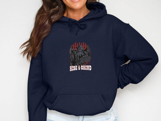 Rise and Grind Skater Monster Graphic Novelty Hoodie - Design & Vybe