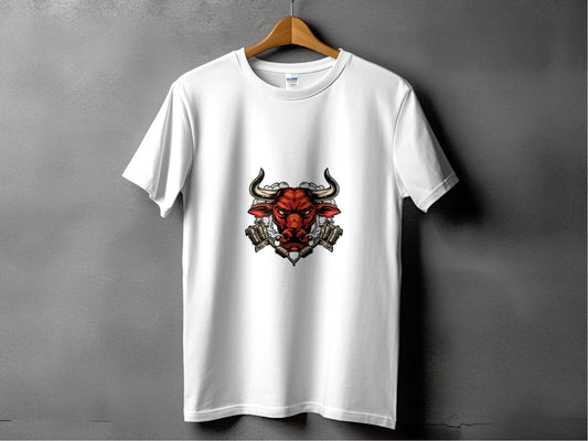 Tattooed Bull Power Design Cool Graphic Vector Art T-Shirt - Design & Vybe