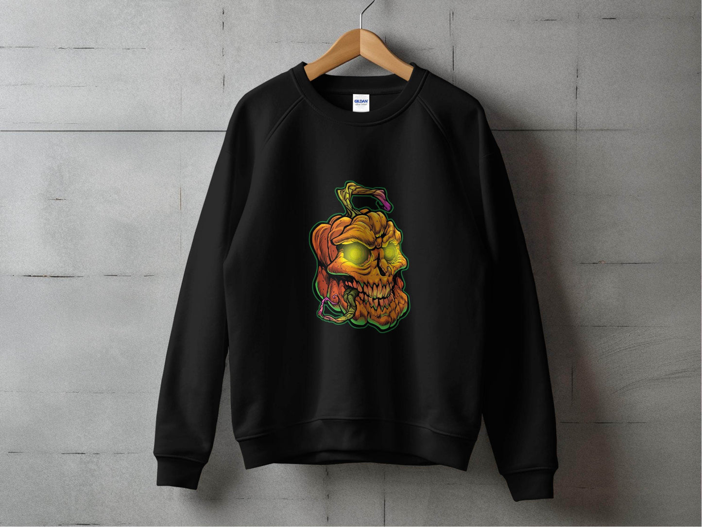 Glowing Eye Spooky Scary Pumpkin Skull Halloween Sweater - Design & Vybe
