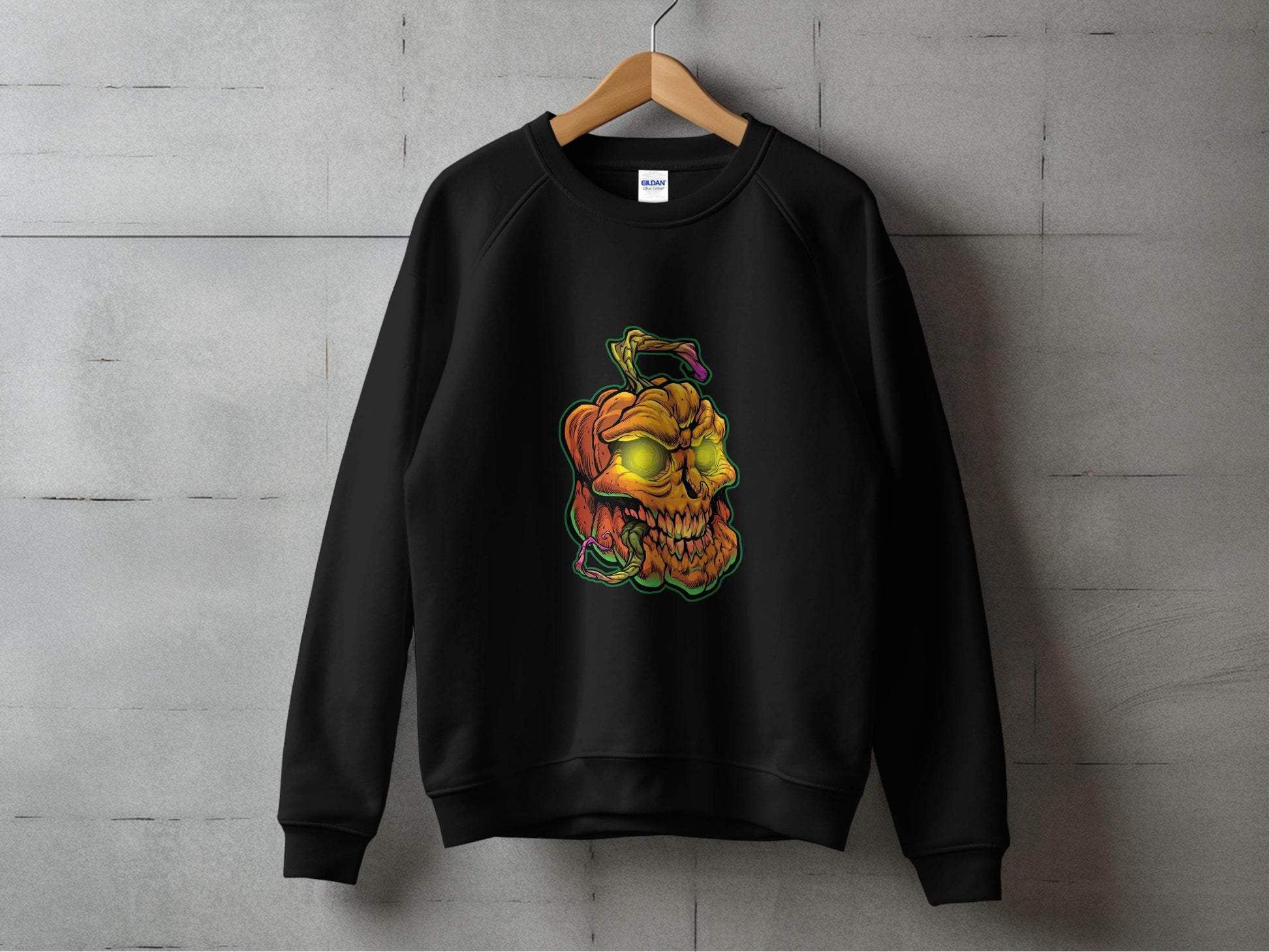Glowing Eye Spooky Scary Pumpkin Skull Halloween Sweater - Design & Vybe