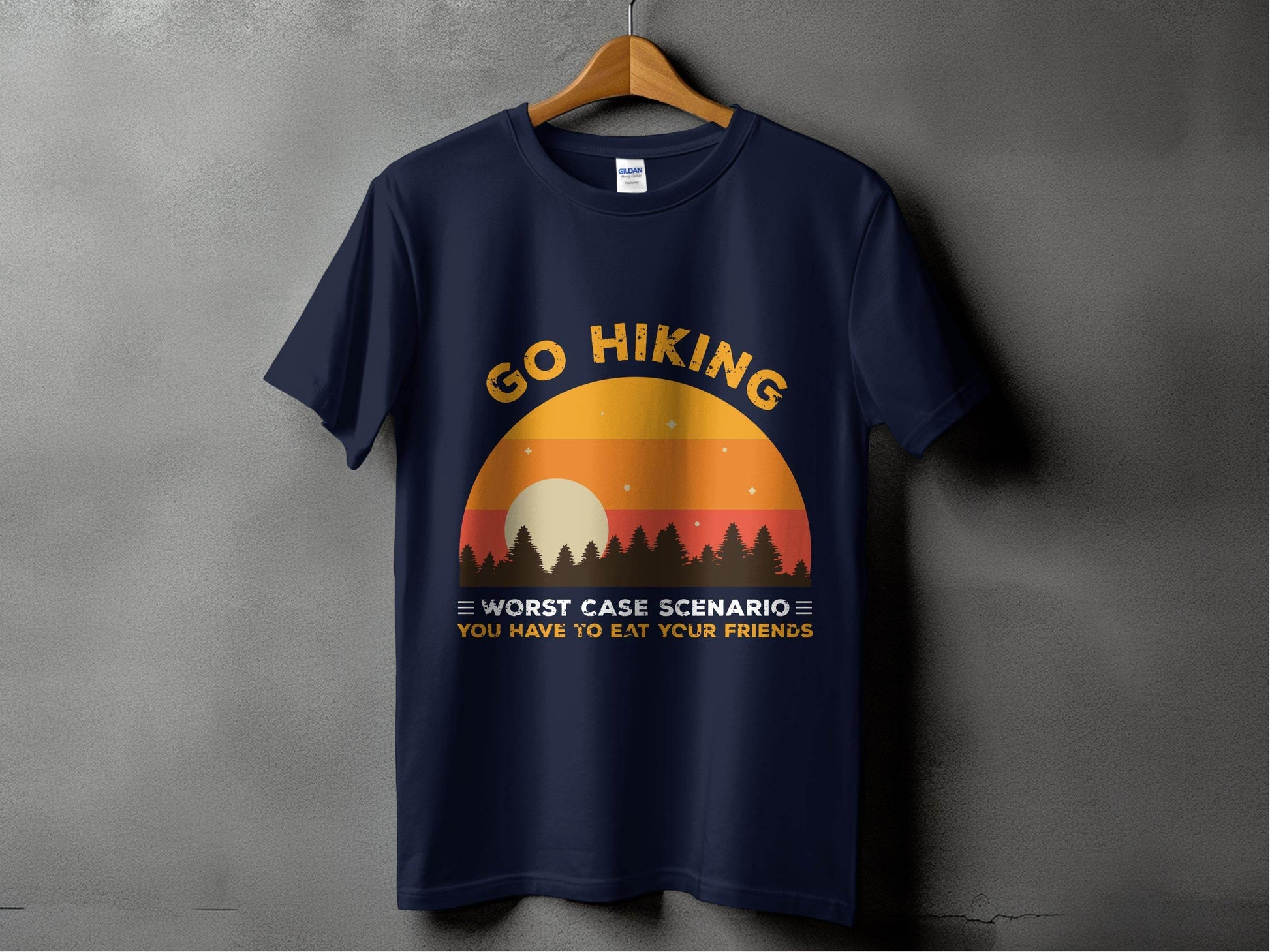 Go Hiking You Have To Eat Your Friends Sunset Design T-Shirt - Design & Vybe