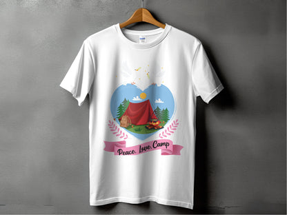 Peace Love Camp Design Heart Shaped Graphic T-Shirt product type