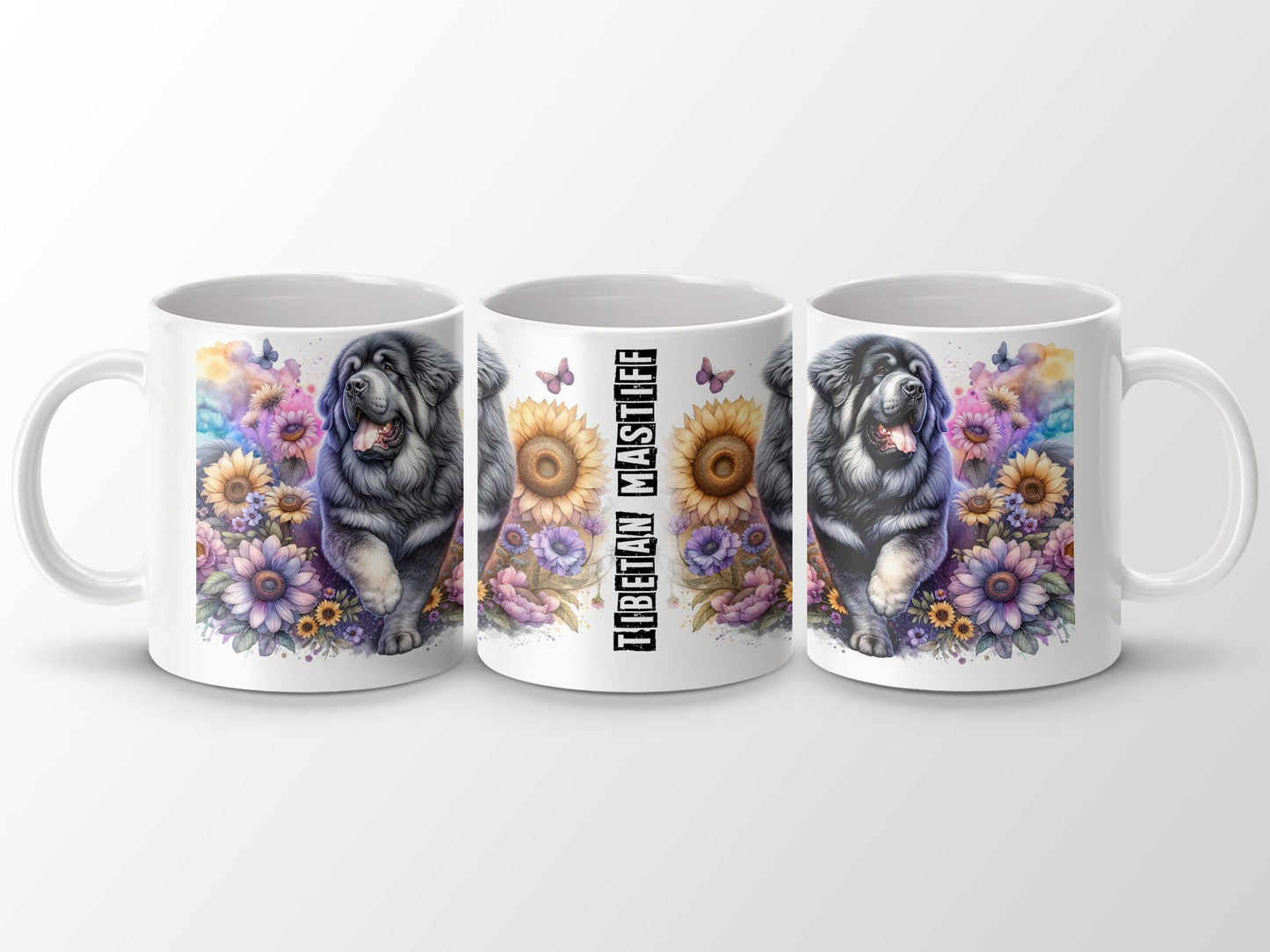 Tibetan Mastiff Floral Design Mug product