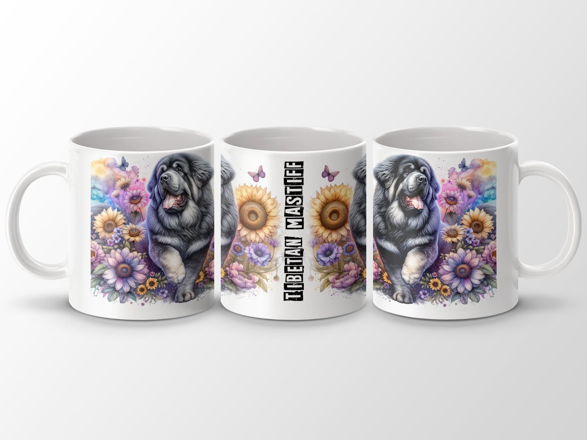 Tibetan Mastiff Floral Design Mug product