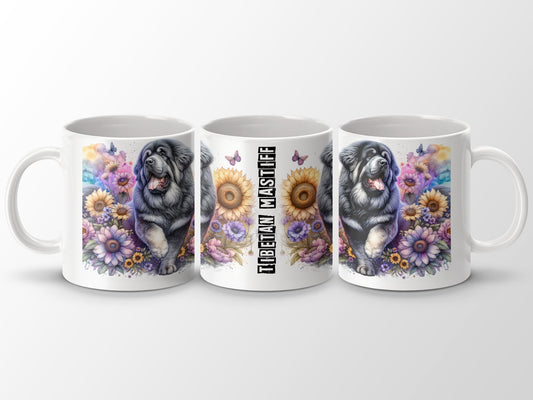 Tibetan Mastiff Floral Design Mug product