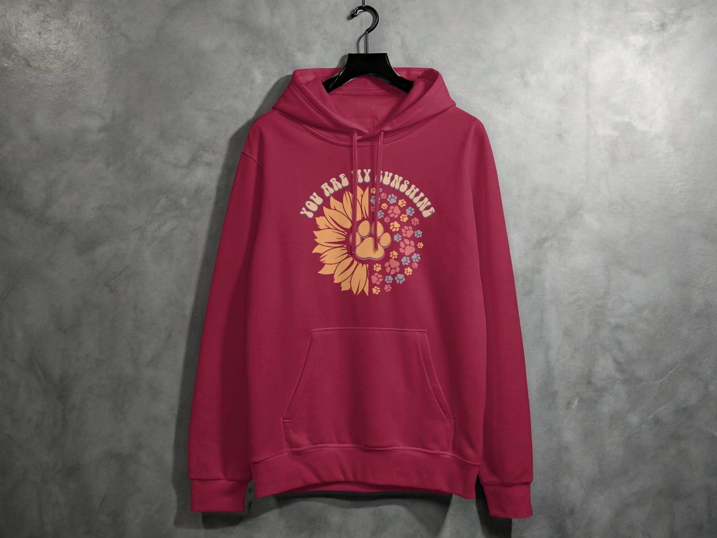 You Are My Sunshine Sunflower Paw Pattern Graphic Hoodie - Design & Vybe