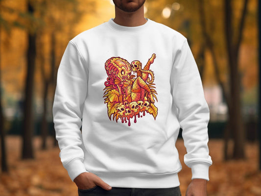Predator Resting Atop Skulls Graphic Sweater - Design & Vybe