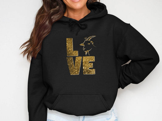 Love Goat Glitter Fun Trendy Hoodie - Design & Vybe