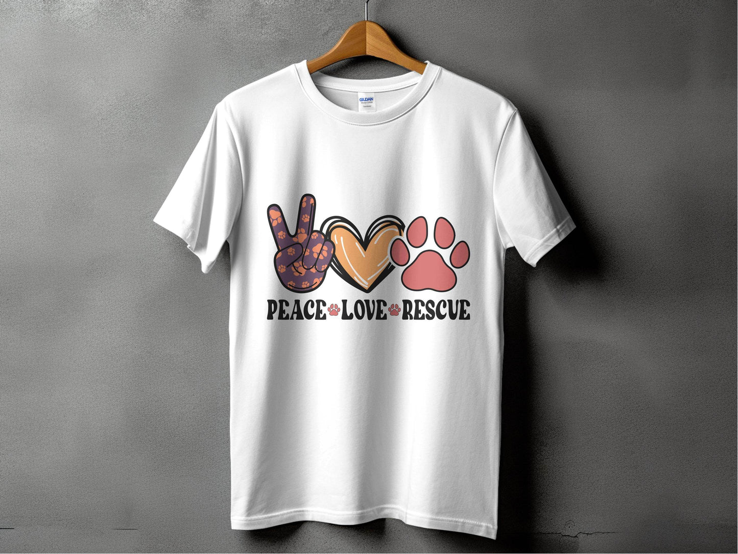 Peace Love Rescue Dog Paw Heart Pet Lover Graphic T-Shirt - Design & Vybe
