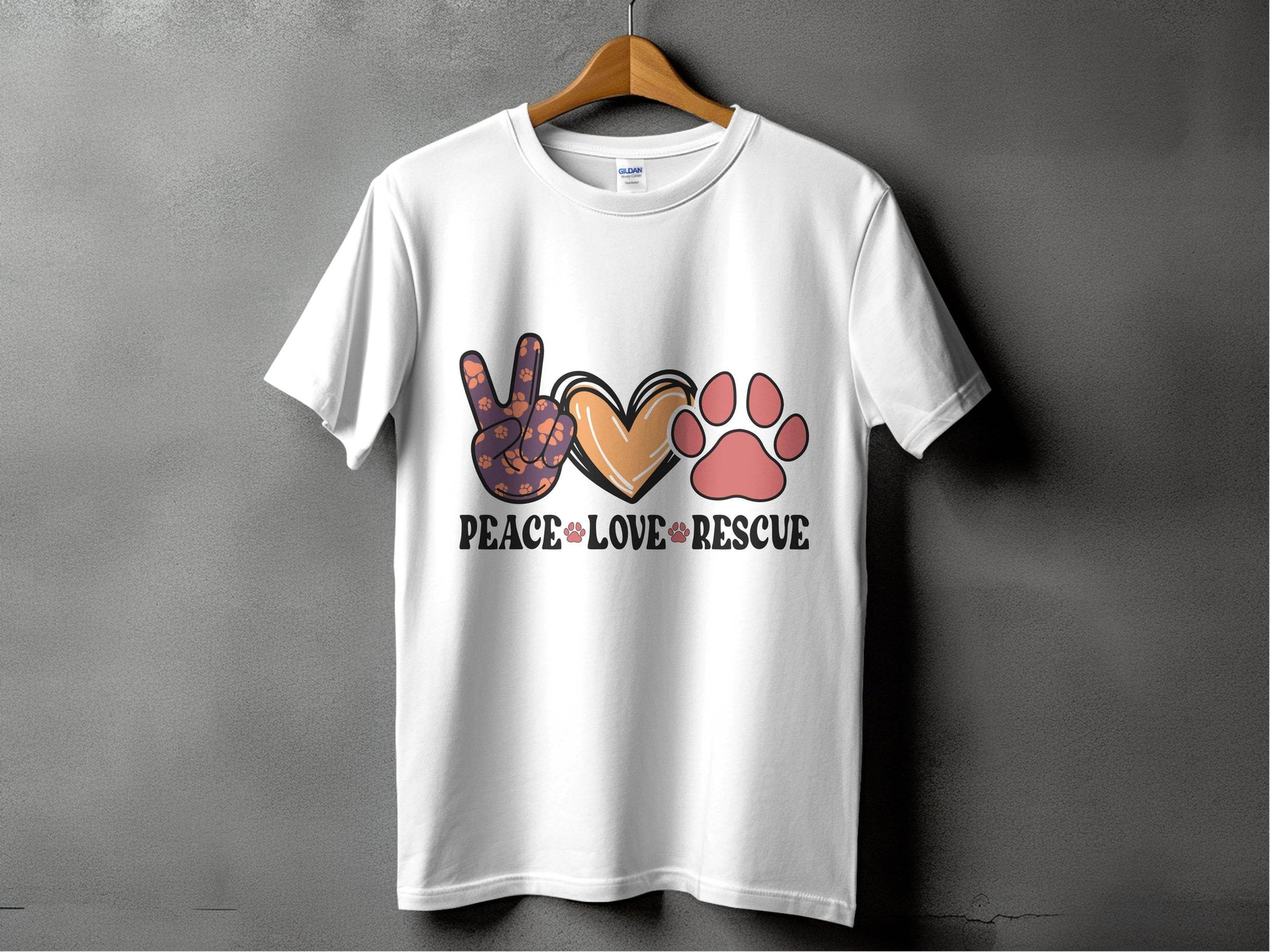 Peace Love Rescue Dog Paw Heart Pet Lover Graphic T-Shirt - Design & Vybe