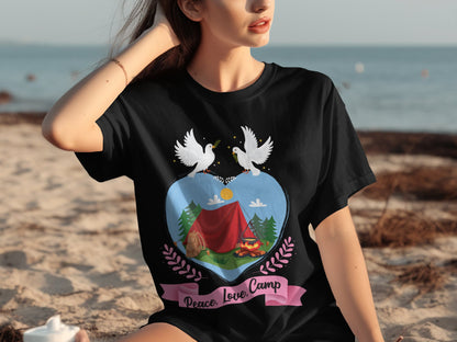 Peace Love Camp Dove Heart Design T-shirt product type