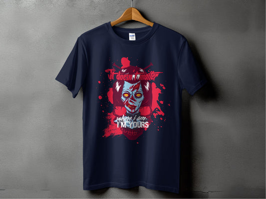 Creepy Clown Mask Design Unisex Black T-Shirt product type