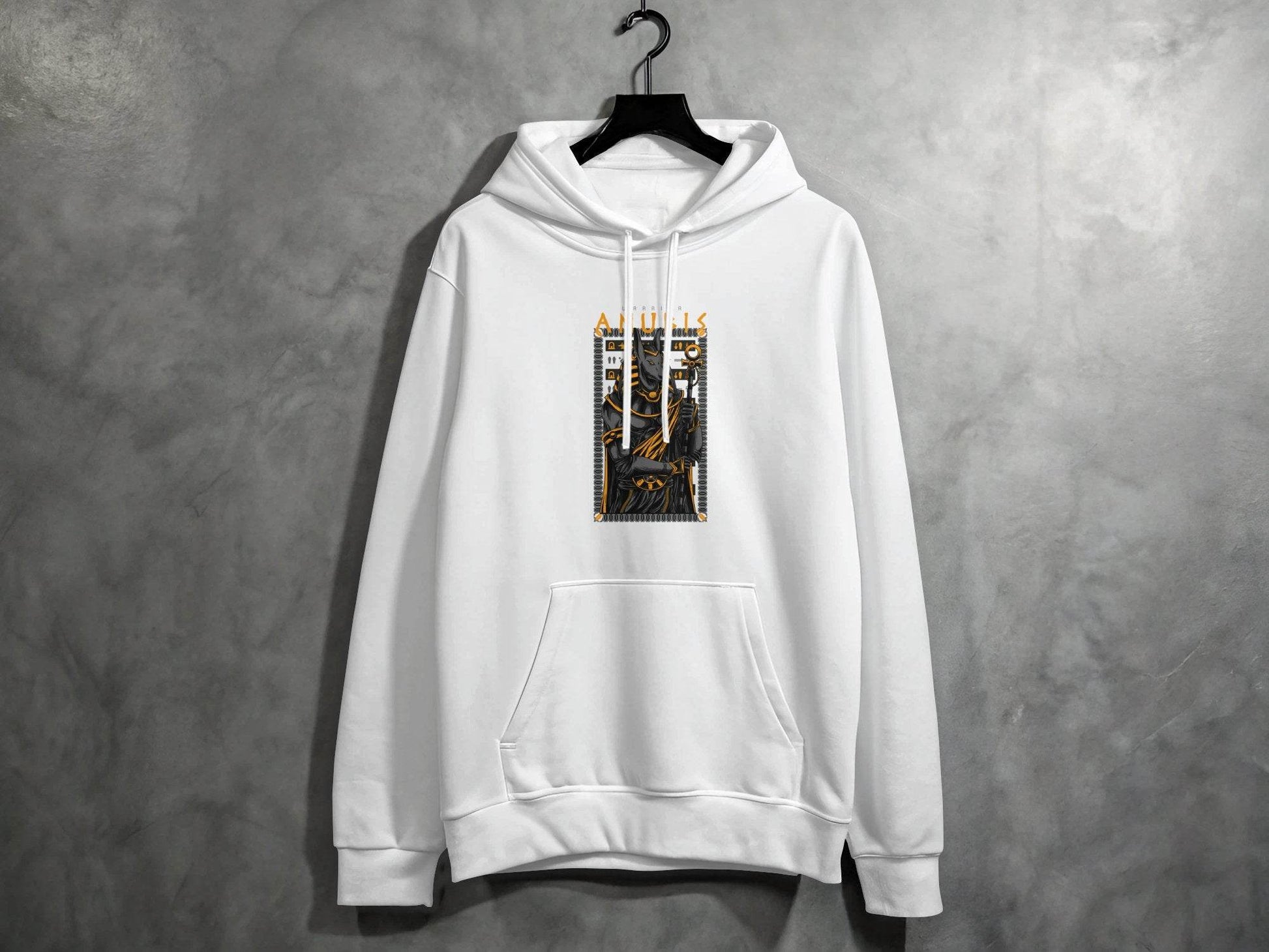 Anubis Warrior with Hieroglyphs Illustration Graphic Hoodie - Design & Vybe