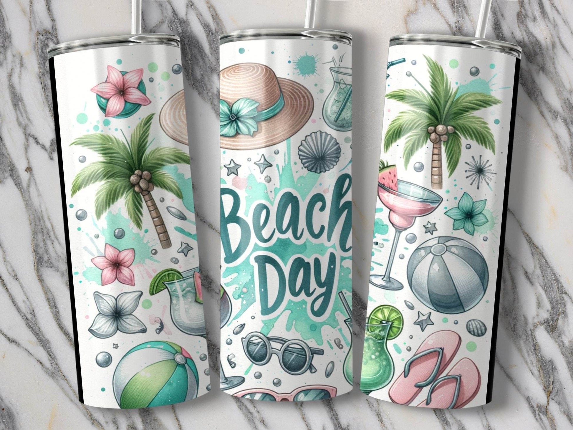Beach Day Summer Vacation Fun Coastal Vibe Themed Tumbler - Design & Vybe