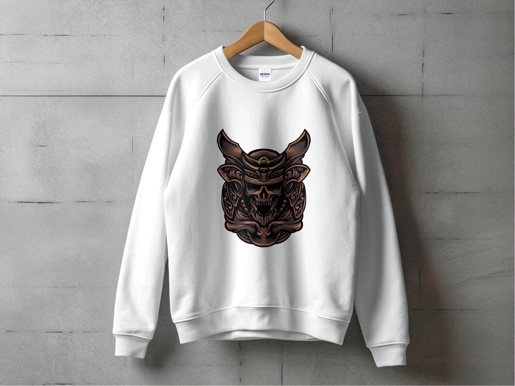 Fierce Warrior Skull Design Sweater for Bold Style - Design & Vybe