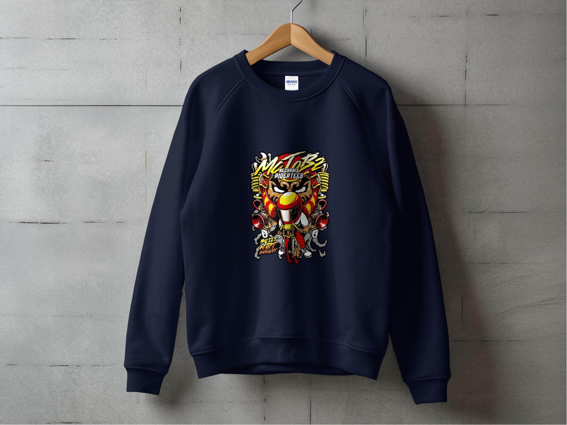 Motorbz Mechanix Ridertees Built Not Bought Graphic Sweater - Design & Vybe
