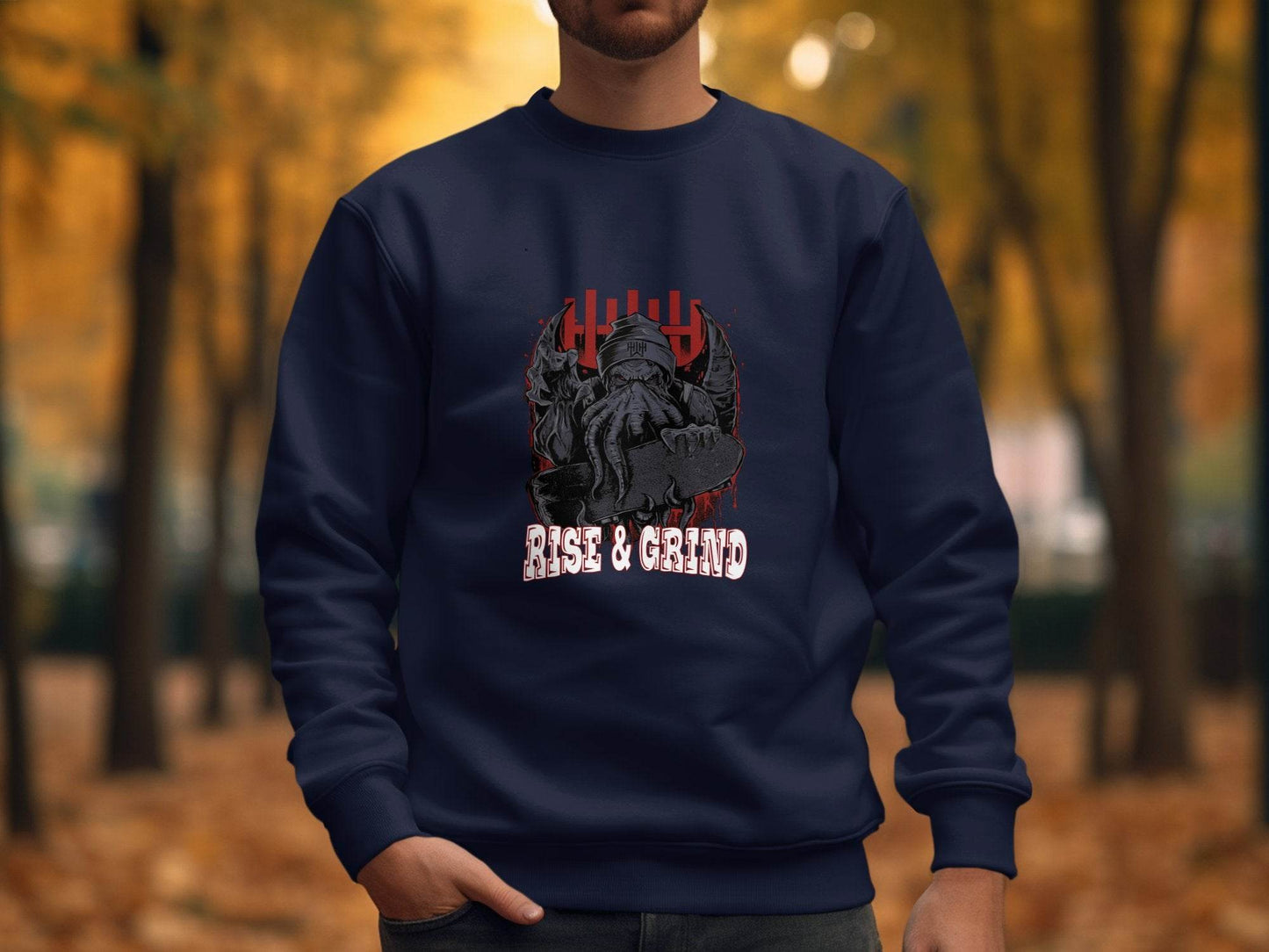 Rise and Grind Skater Monster Graphic Novelty Sweater - Design & Vybe