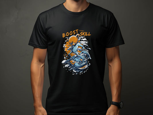 Boost Your Skill Cartoon Bear Design T-Shirt - Design & Vybe