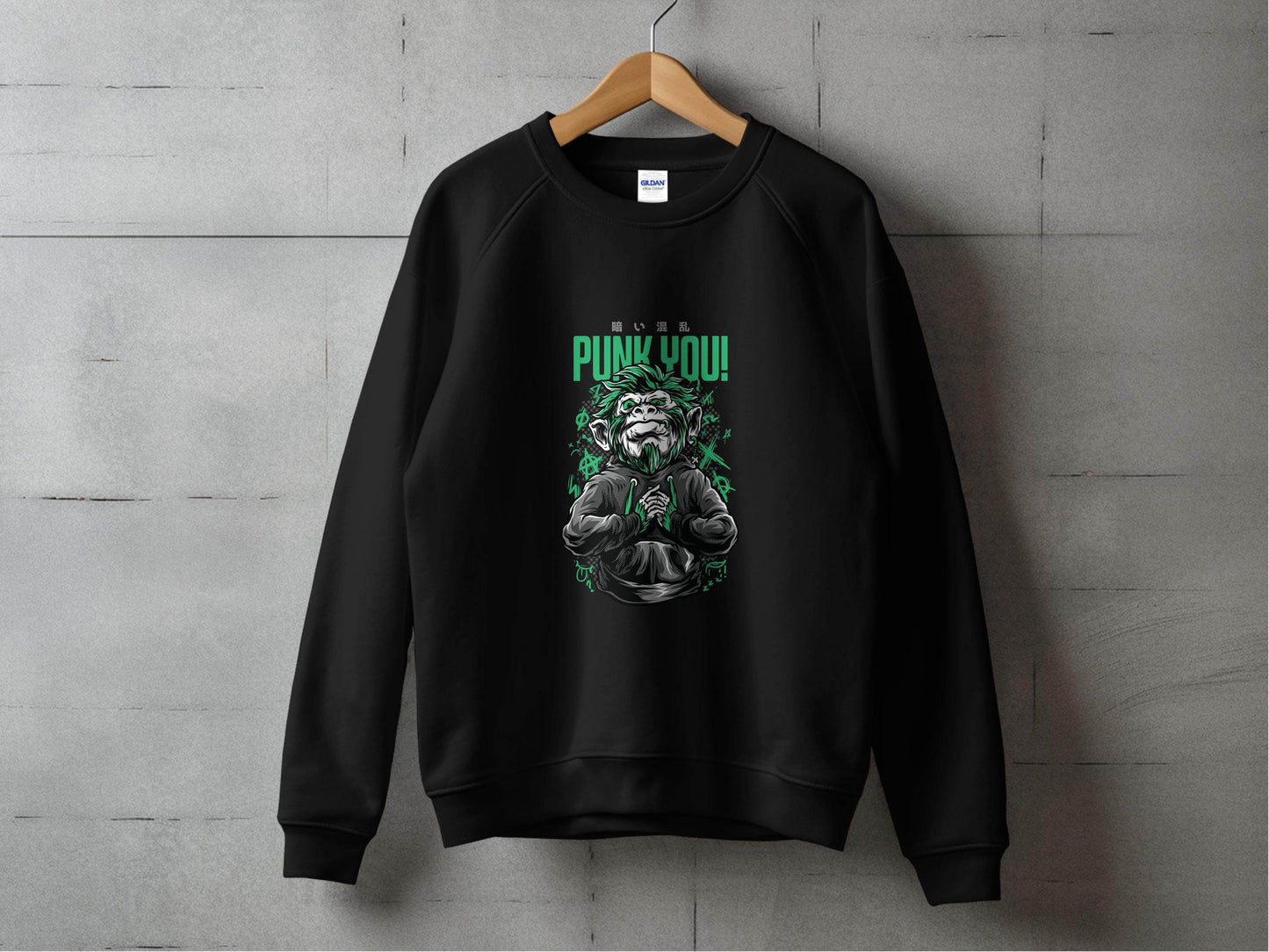Punk You Green Hair Ape Graphic Style Unisex Sweater - Design & Vybe