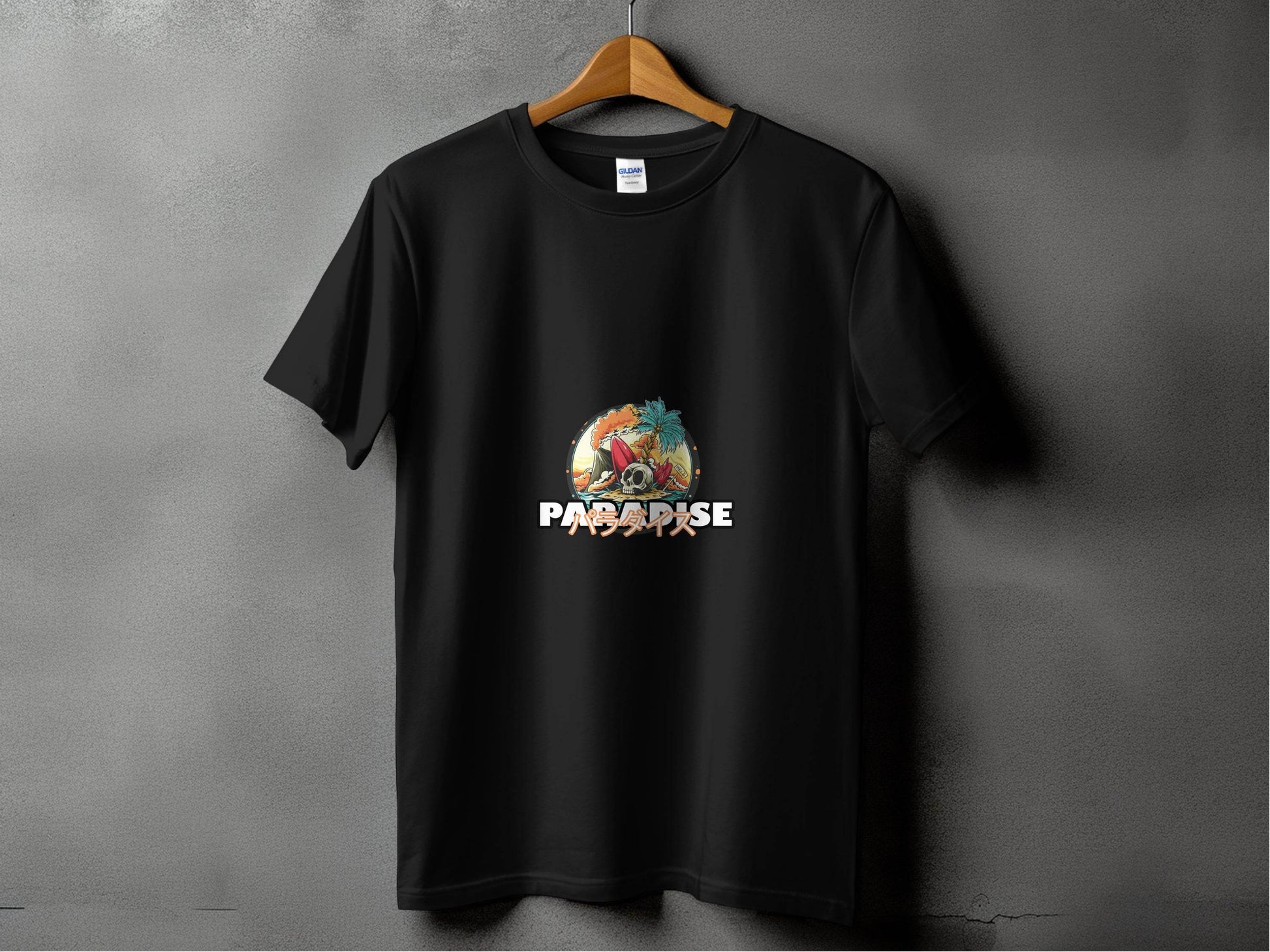 Paradise Skull Island With Surfboard Graphic T-Shirt - Design & Vybe