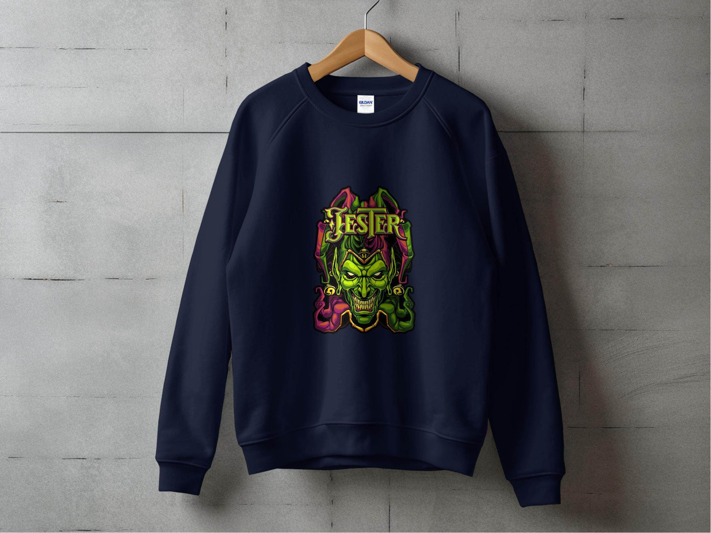 Wicked Jester Graphic Green Purple Gold Artwork Hoodie - Design & Vybe