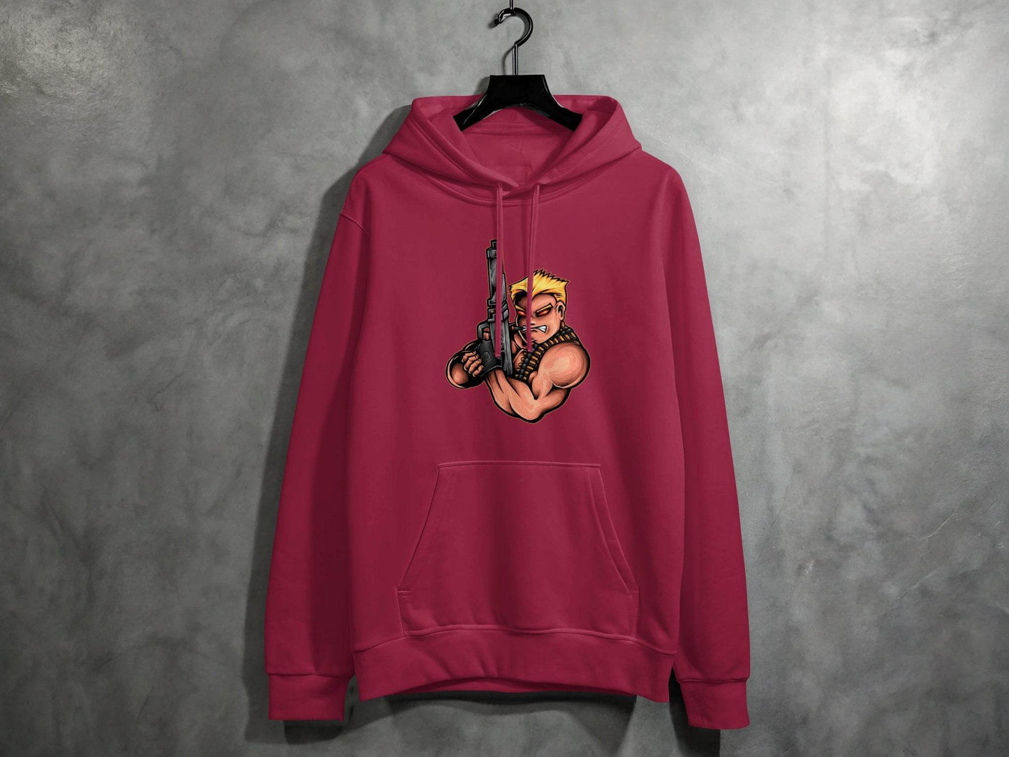 Fierce Cartoon Character with Gun Design Hoodie - Design & Vybe