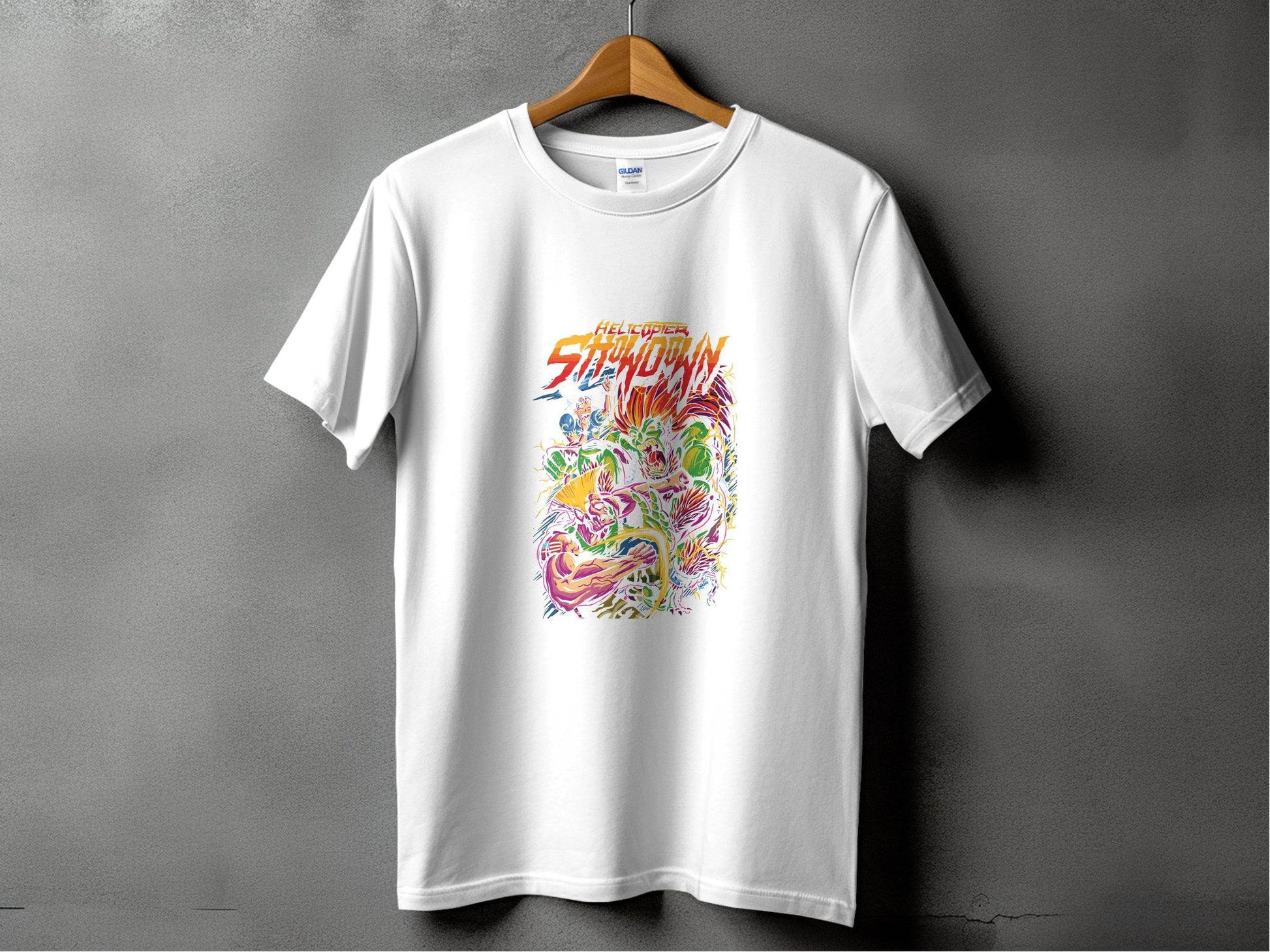 Helicopter Showdown Illustration Graphic Print Style T-Shirt - Design & Vybe