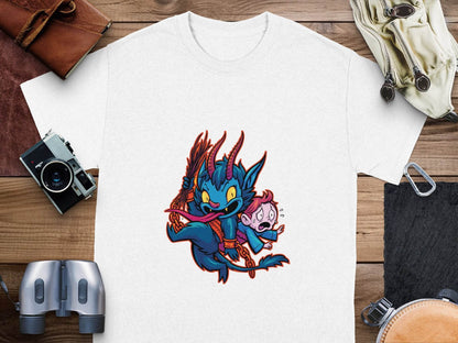 Krampus With Child Caught Illustration Cartoon T-Shirt - Design & Vybe