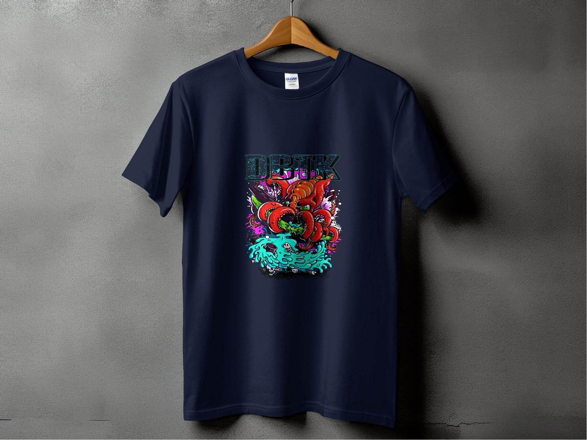 DBTK Octopus Rising with Splashes Graphic Print T-Shirt - Design & Vybe