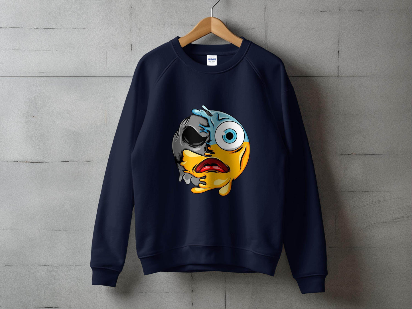 Melting Dual Face Smiley Graphic Sweater - Design & Vybe
