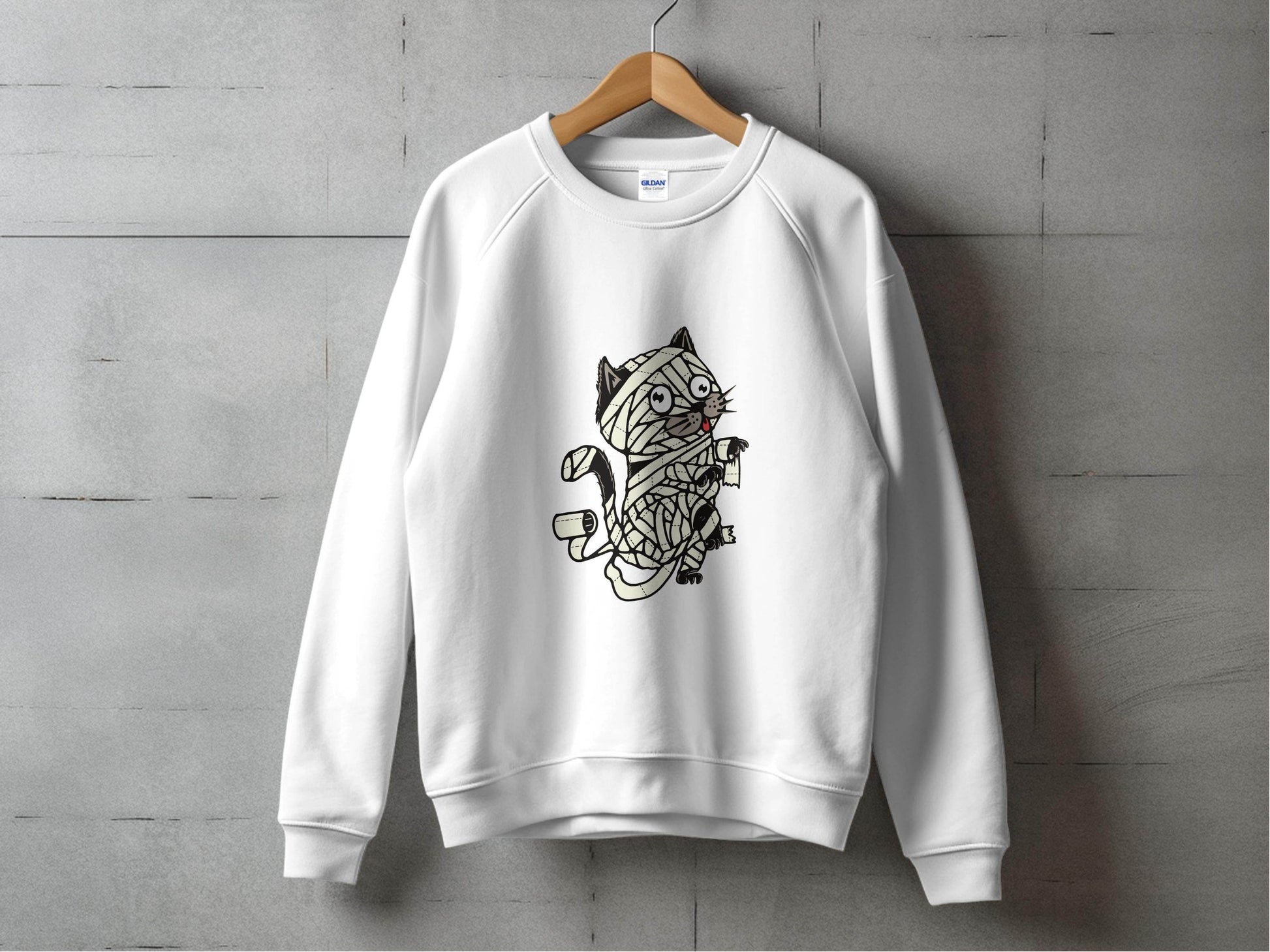 Halloween Mummy Cat Wrapped Up In Bandages Funny Sweater - Design & Vybe