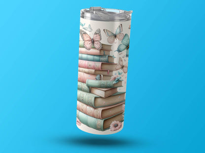 Elegant Butterflies On Stack Books Pastel Colors Style Tumbler - Design & Vybe