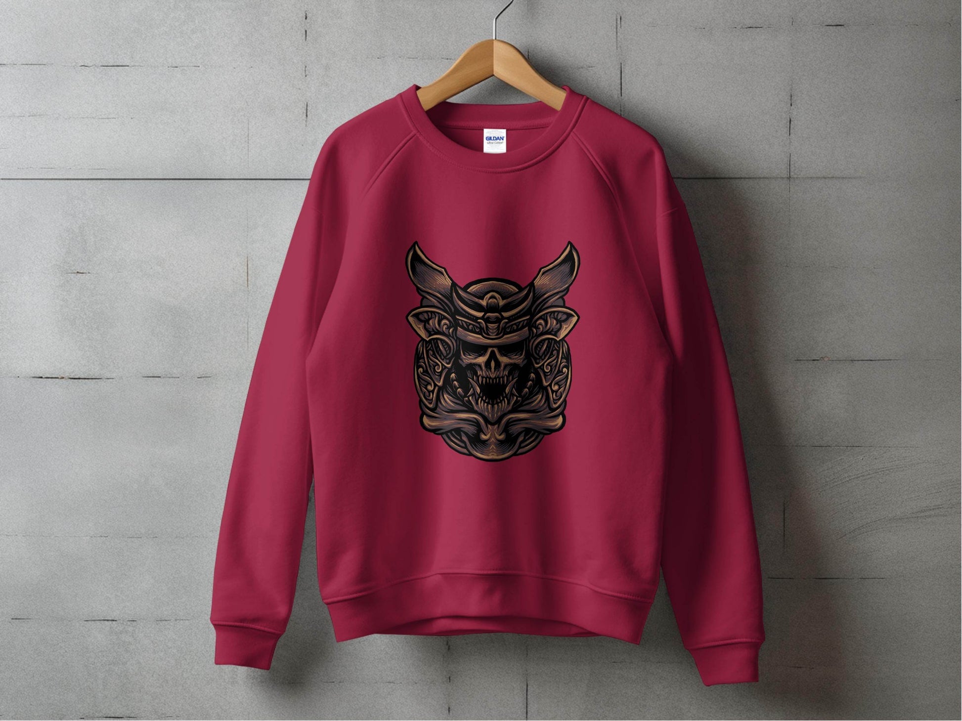 Fierce Warrior Skull Design Sweater for Bold Style - Design & Vybe