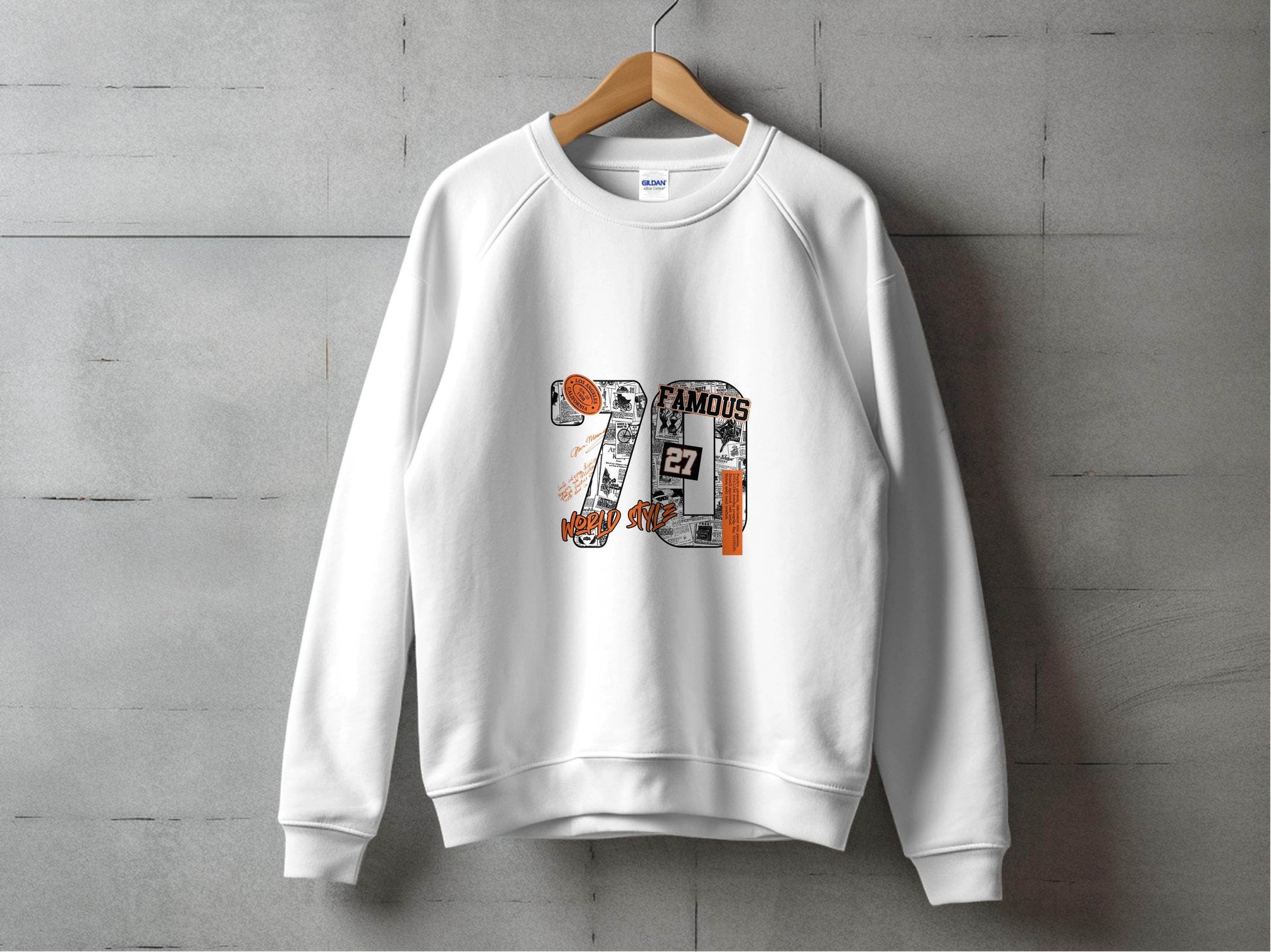 Retro Newspaper Famous 70 World Style Number 27 Sweater - Design & Vybe