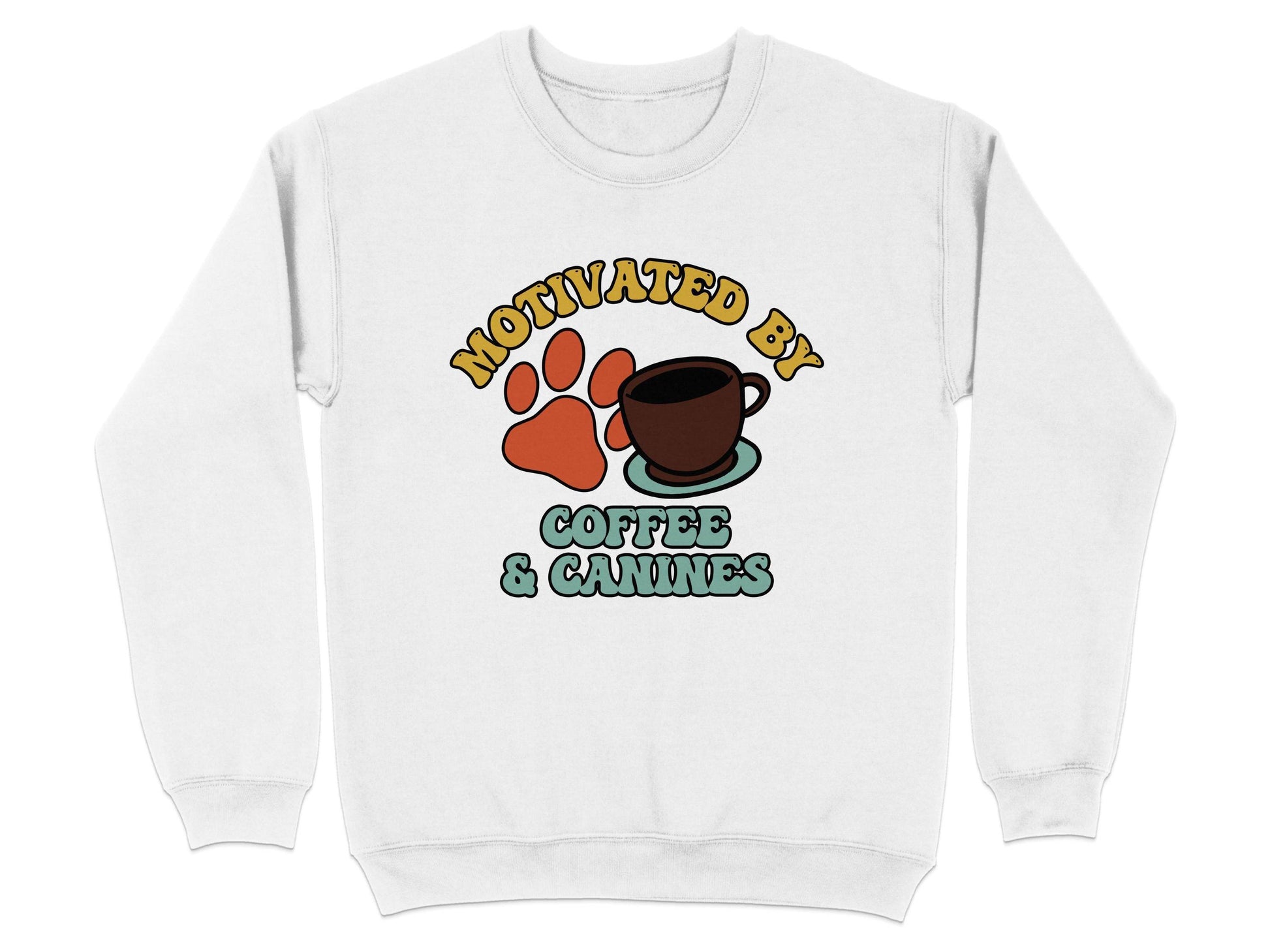 Motivated By Coffee Canines Graphic Art Novelty Sweater - Design & Vybe