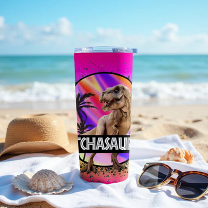Vibrant Beach Scene Dinosaur Design Tumbler product