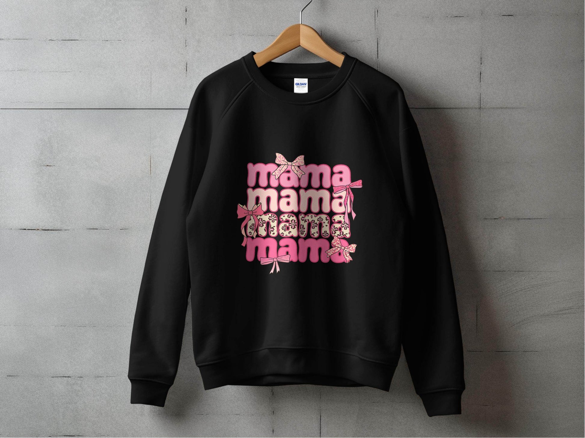 Mama Repeated With Bows Pink Themed Artwork Sweater - Design & Vybe