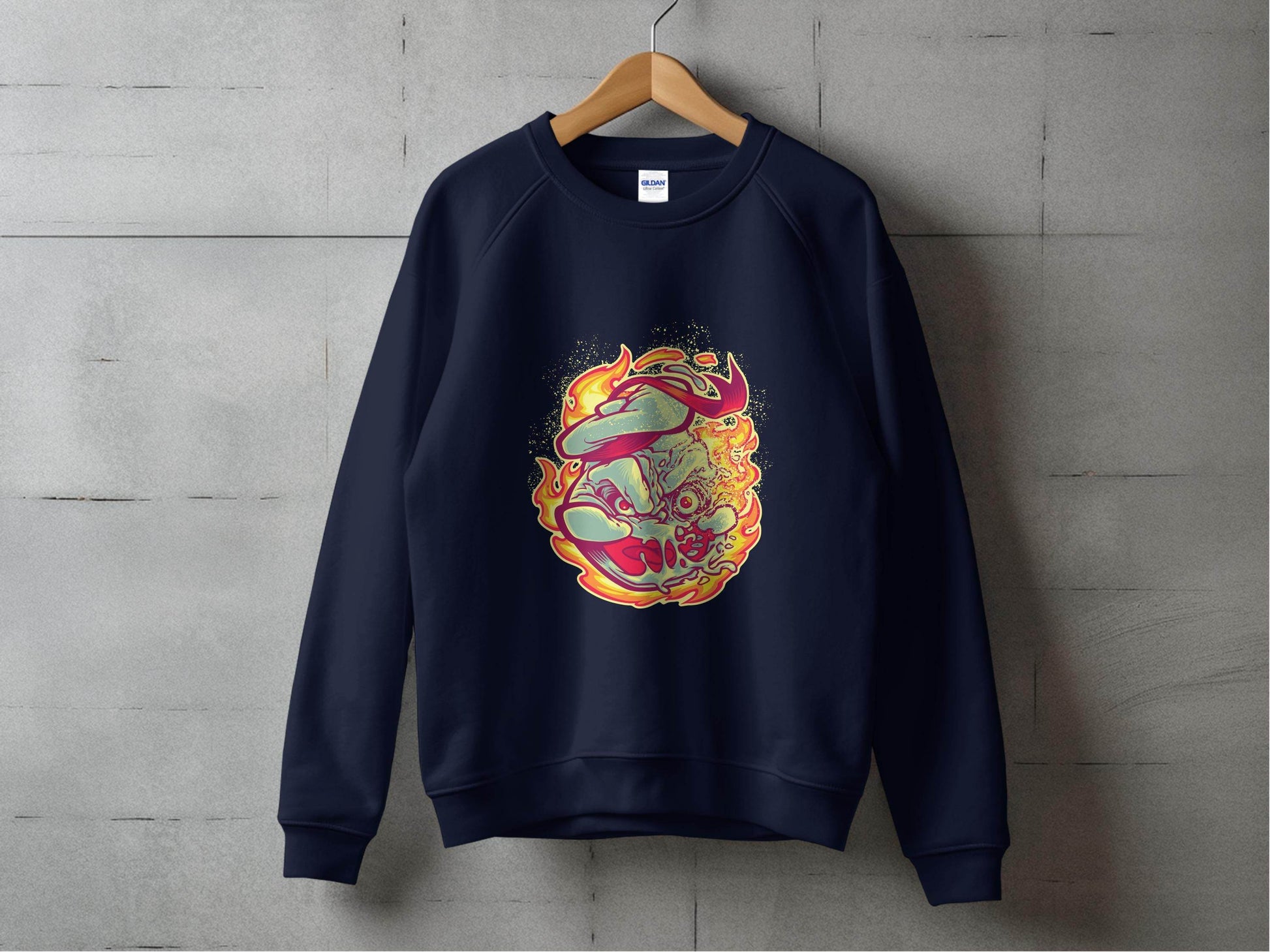 Burning Undead Creature in Flames Graphic Design Sweater - Design & Vybe