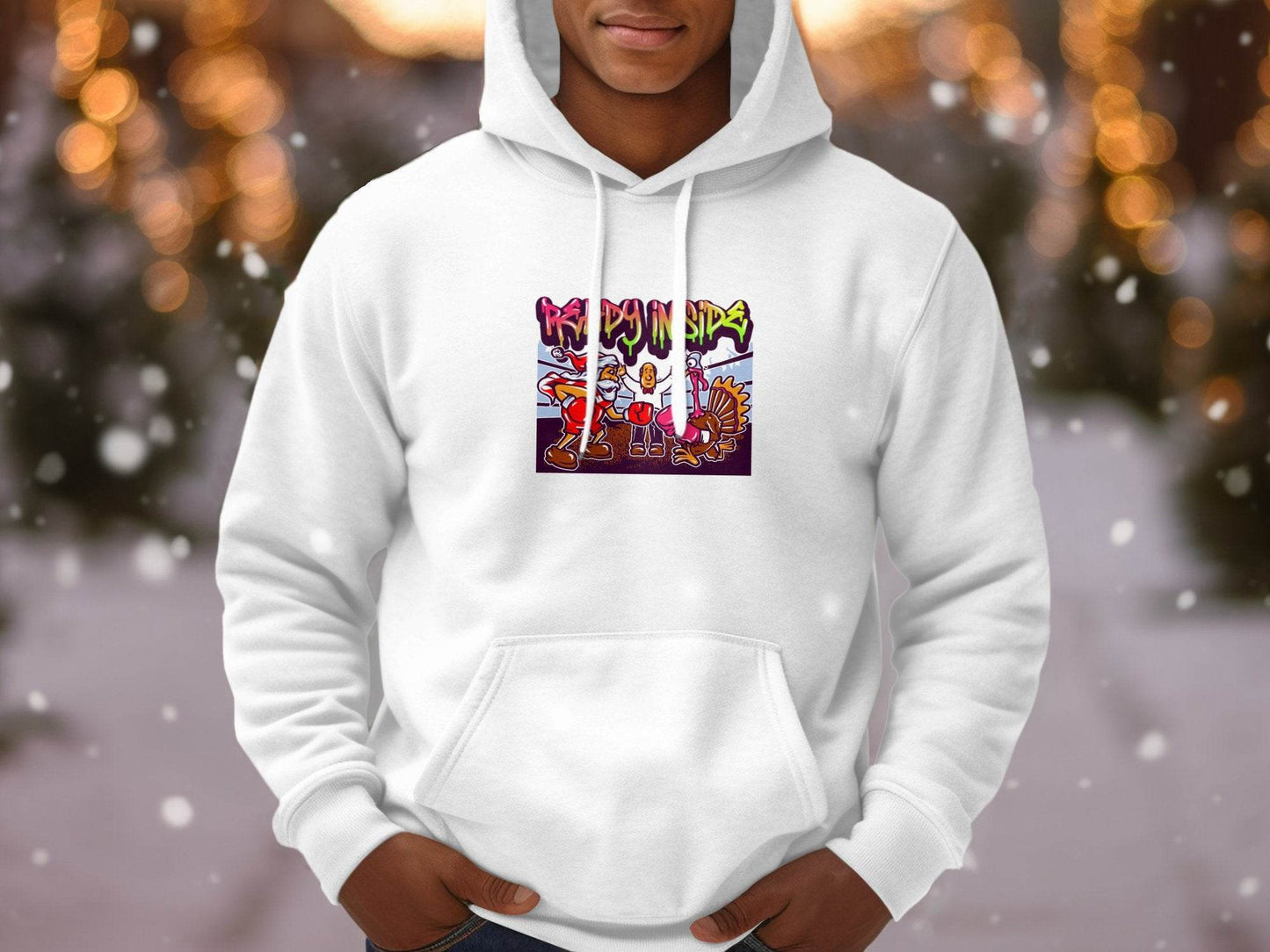 Funny Santa vs Turkey Boxing Ring Graphic Hoodie - Design & Vybe