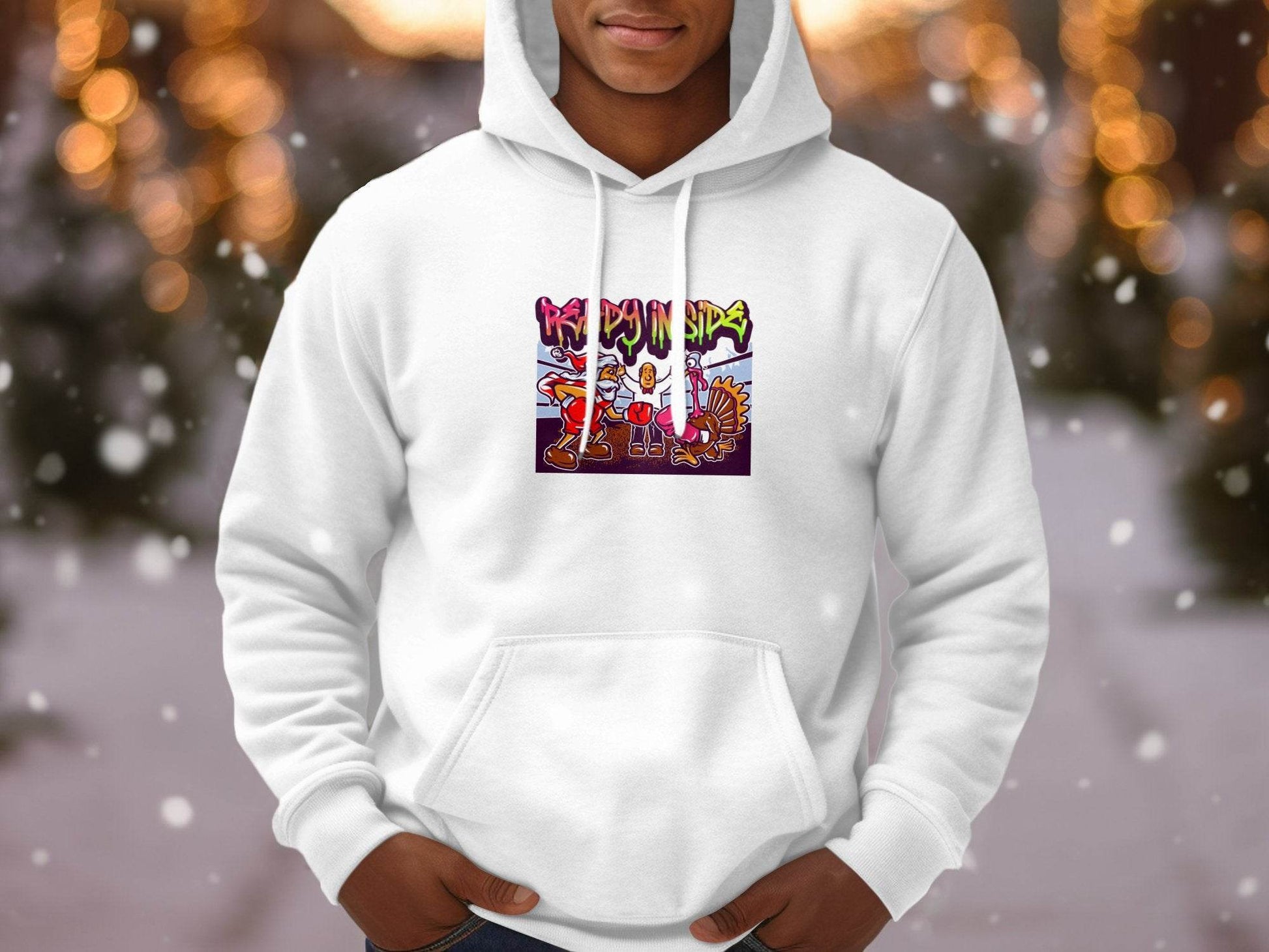 Funny Santa vs Turkey Boxing Ring Graphic Hoodie - Design & Vybe