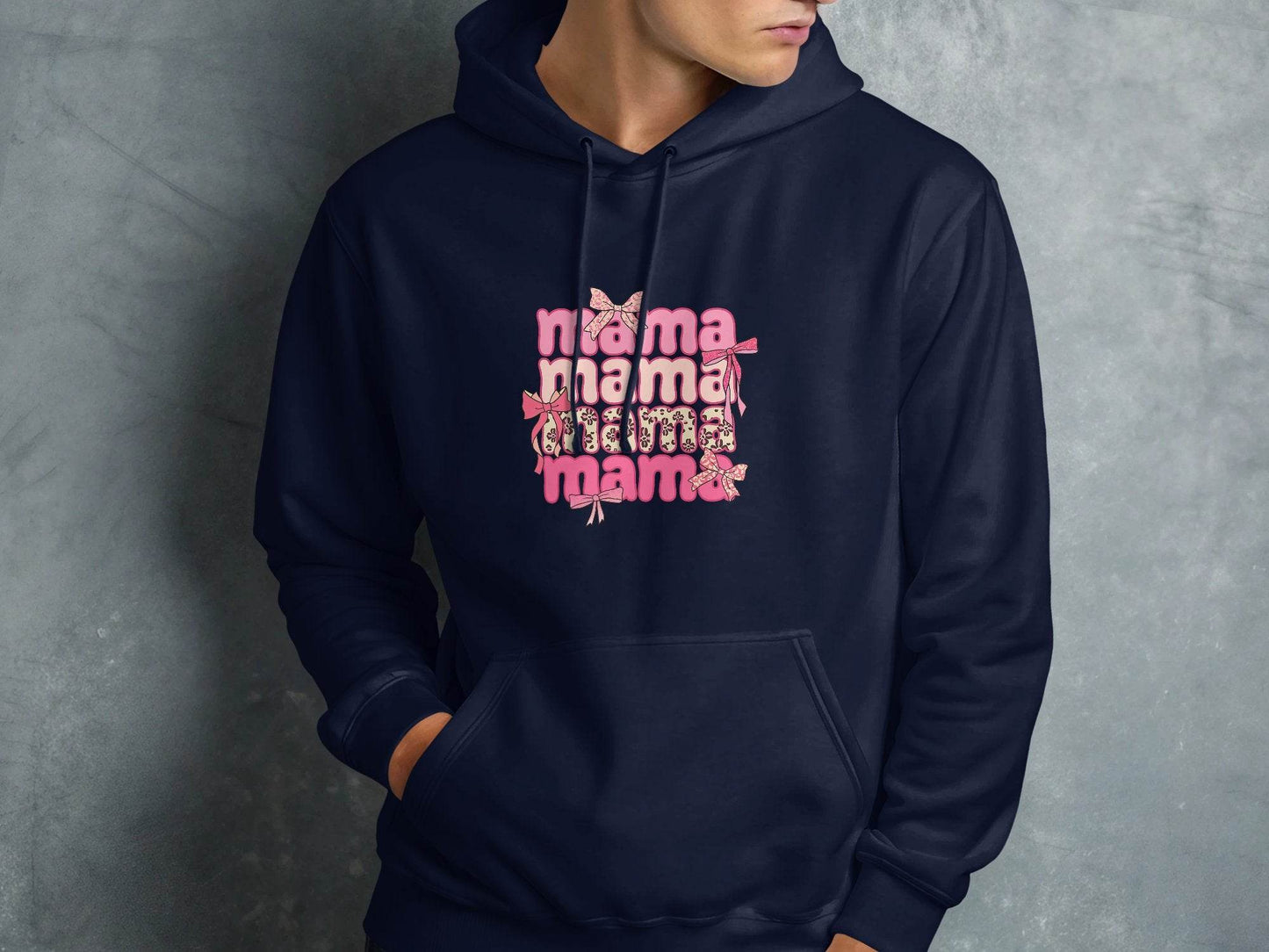Mama Repeated With Bows Pink Themed Artwork Hoodie - Design & Vybe