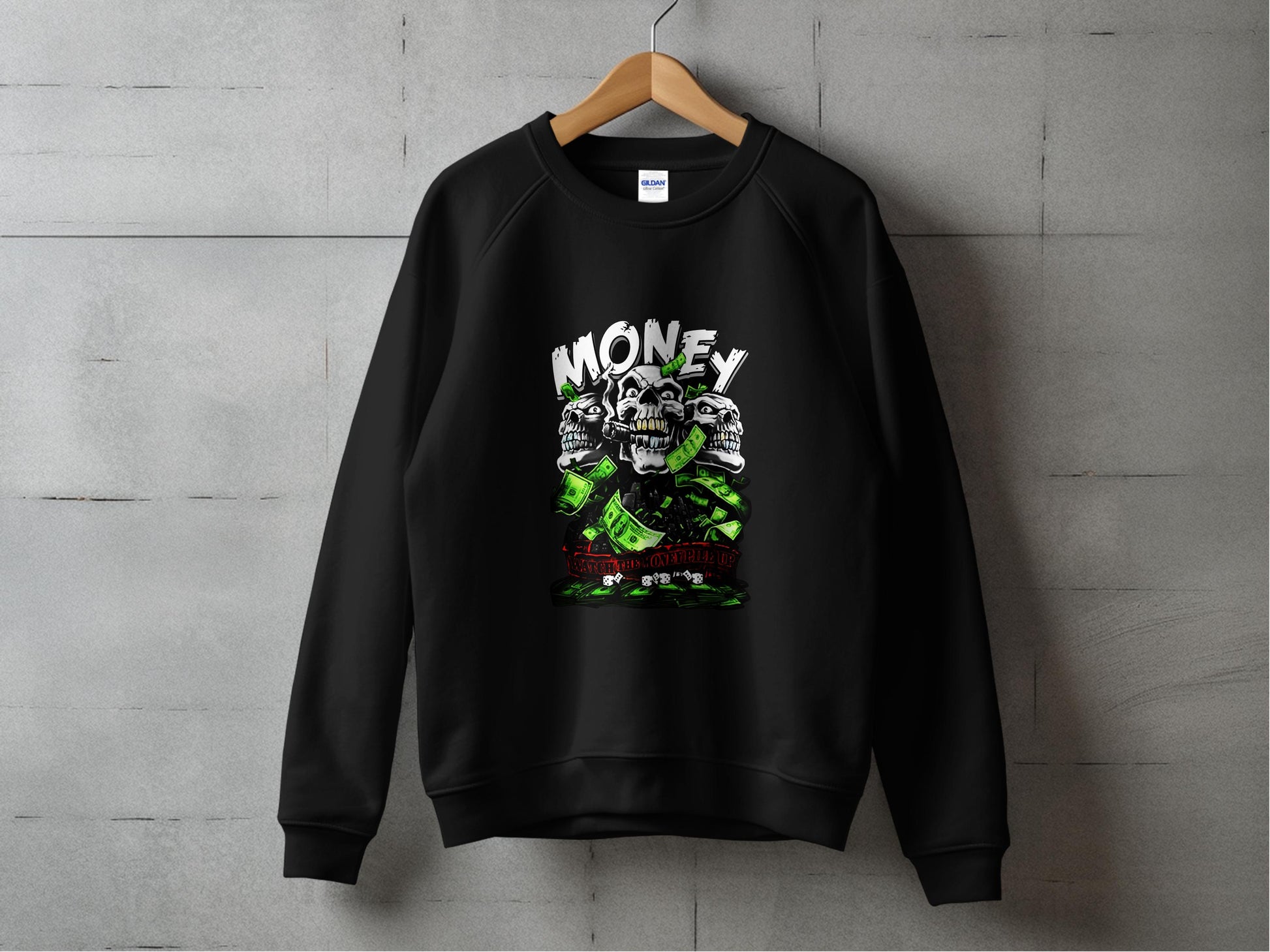 Money Graphic Black Pullover Crewneck Sweatshirt product type