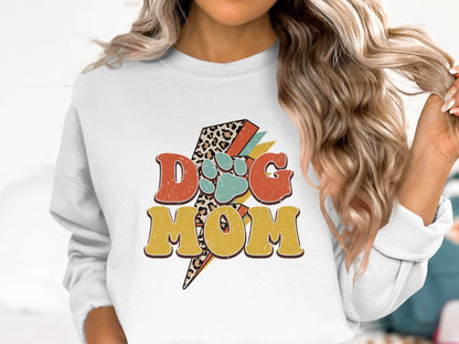 Retro Leopard Dog Mom Paw Print Design Great Gift Sweater - Design & Vybe