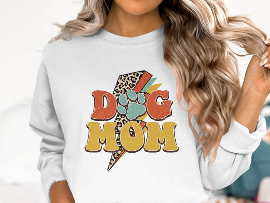 Retro Leopard Dog Mom Paw Print Design Great Gift Sweater - Design & Vybe