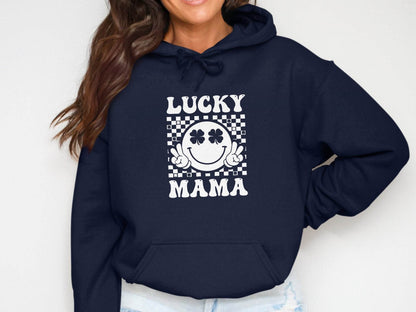 Lucky Mama St Patricks Day Design Smiley Face Hoodie - Design & Vybe