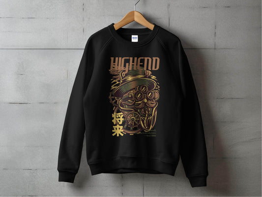 Highend Steampunk Character Illustration Print Sweater - Design & Vybe