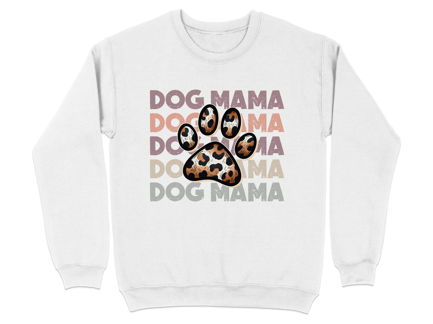Dog Mama Paw Print Repeating Wording Design Image Sweater - Design & Vybe