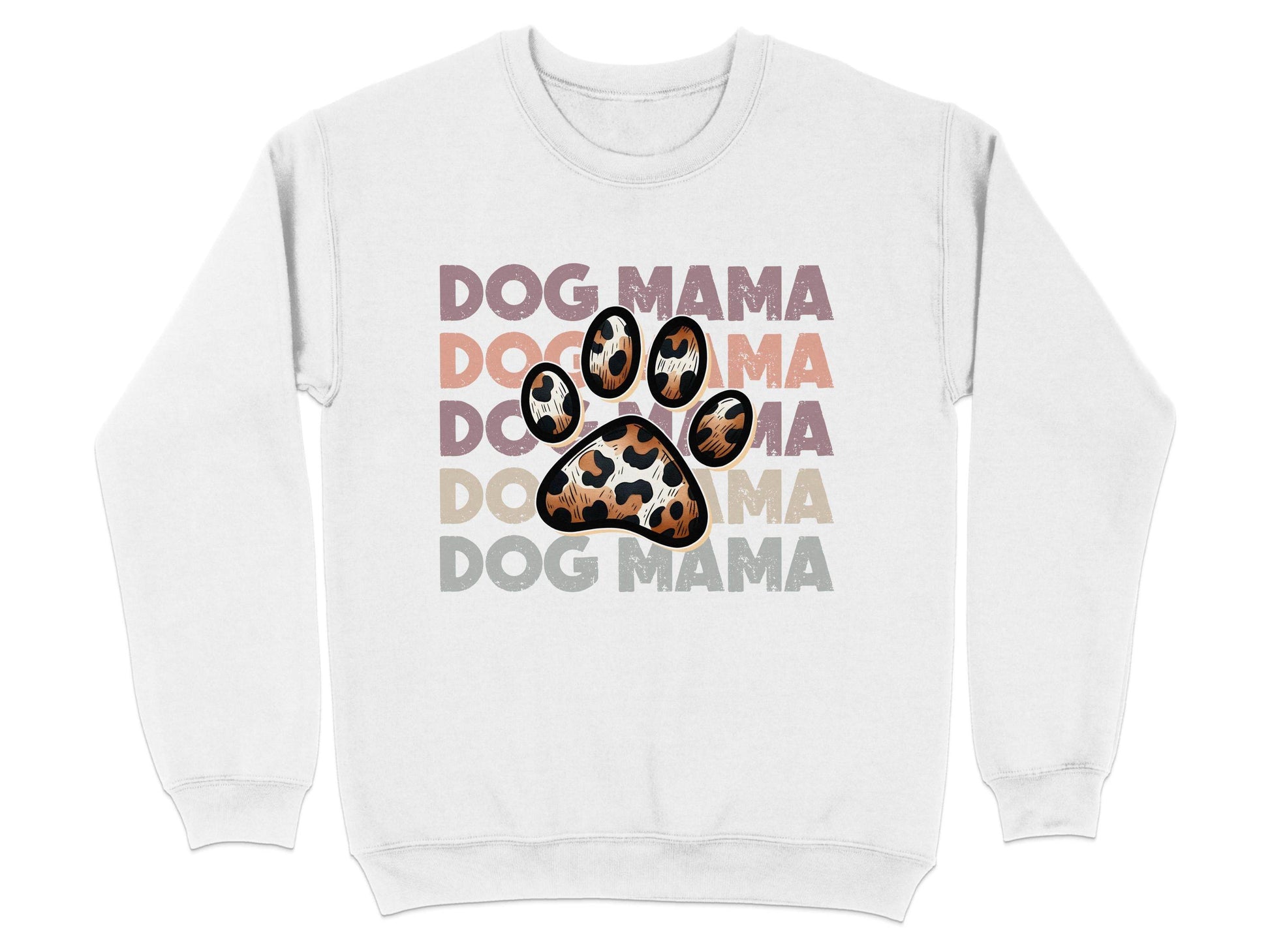 Dog Mama Paw Print Repeating Wording Design Image Sweater - Design & Vybe